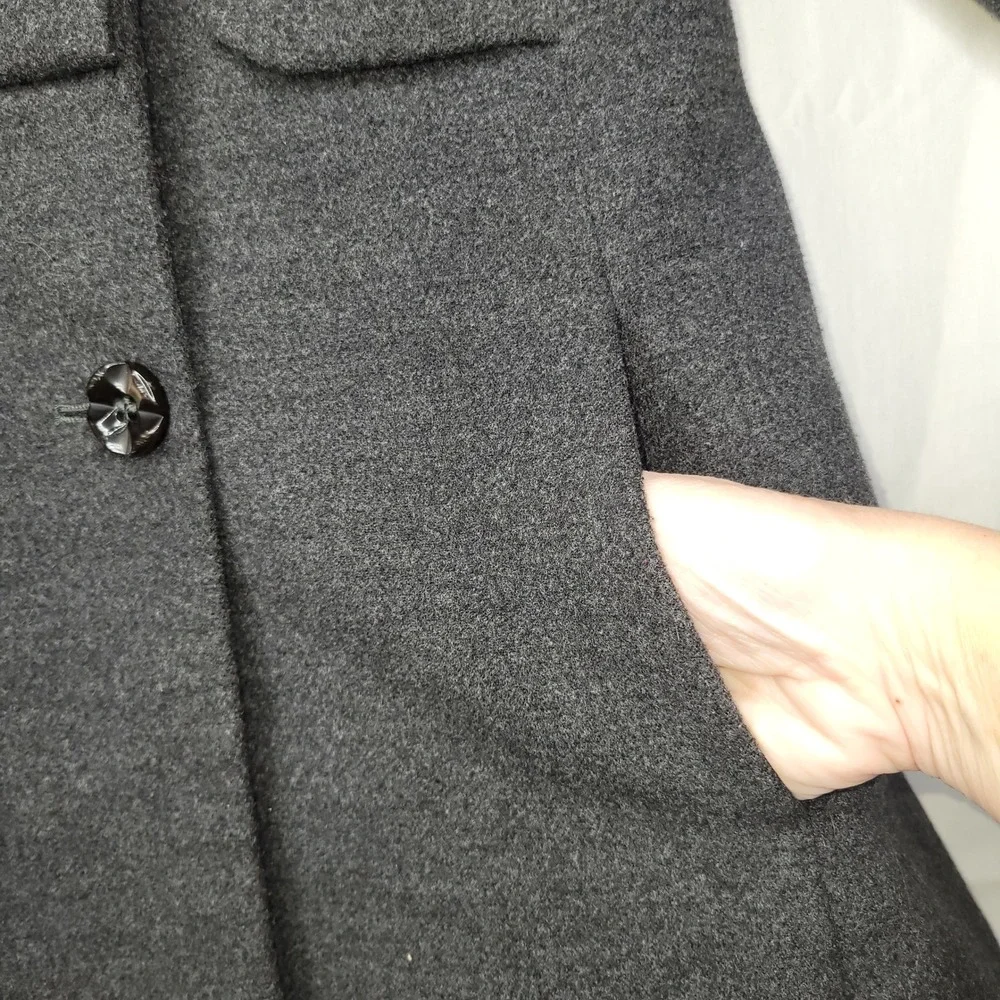 RARE....2013 Rothschild Grey Wool Blend Princess Coat w/ Faux‎ Mongolian Fur